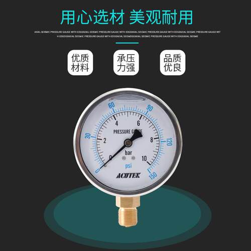 ACUTEK耐震压力表YN100 16bar G1/2 油压 液压 防震 抗震压力表