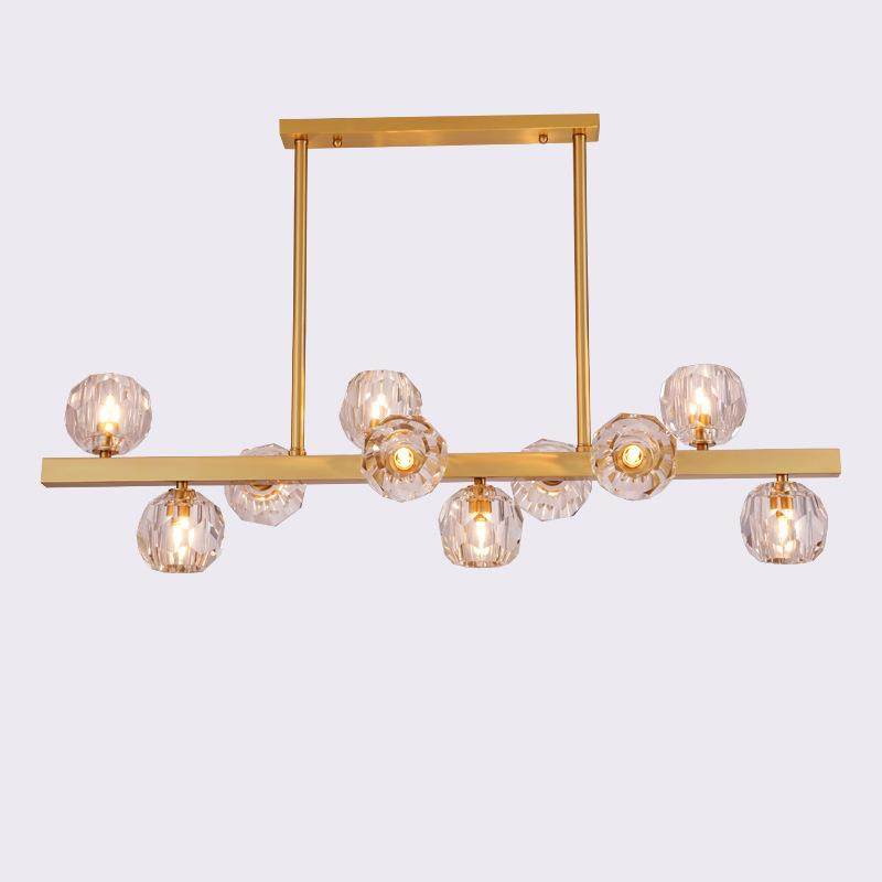 代餐厅吊灯方长形后现具轻奢水9024晶灯简约创意个性餐桌长条吧台