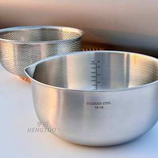 不锈钢洗米菜漏盆套装 10加厚沥水篮家用厨房和面打蛋盆汤盆