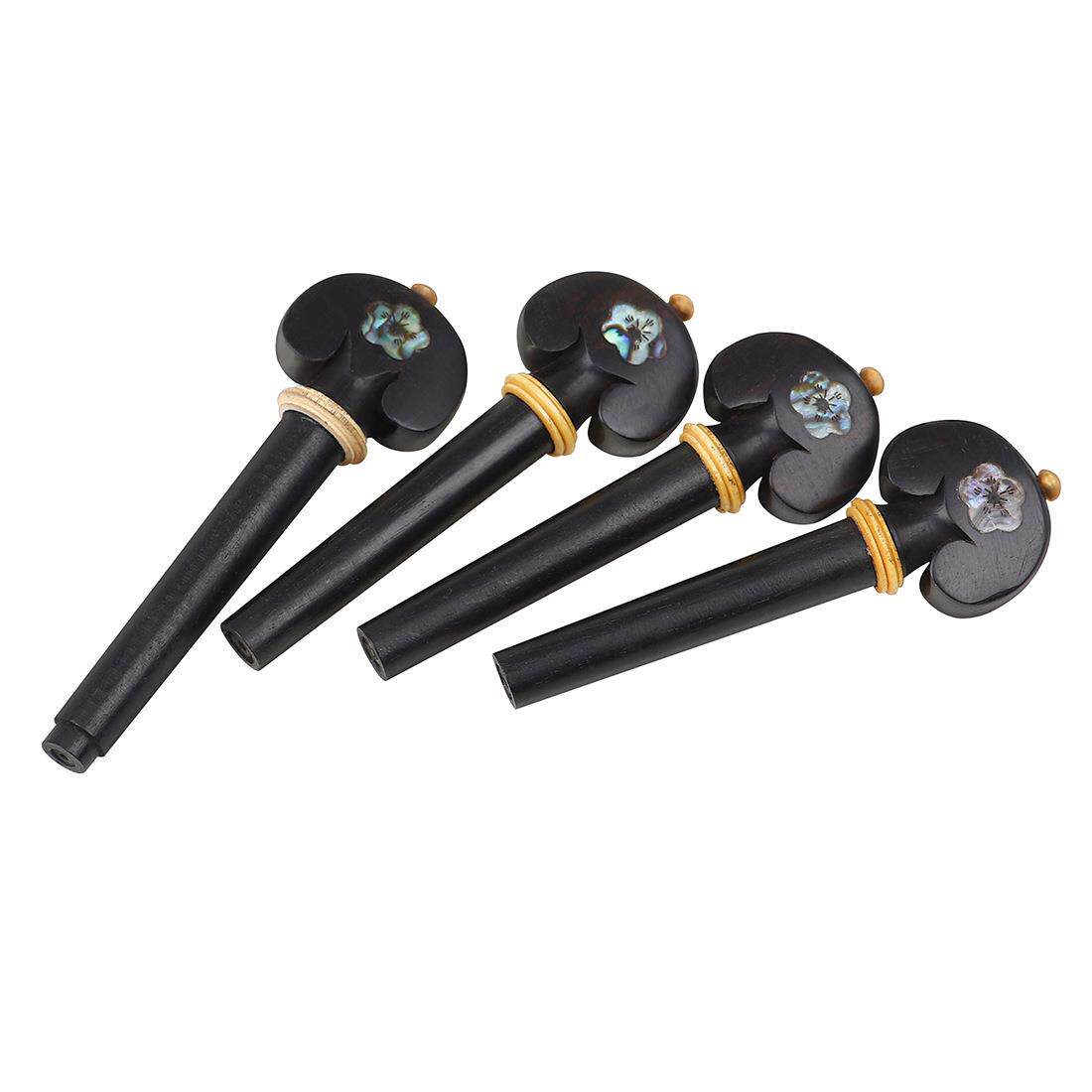 小提琴弦轴乌木黄杨木雕花鲍鱼壳小提琴弦钮调音琴轴旋钮四个