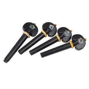 小提琴弦轴乌木黄杨木雕花鲍鱼壳小提琴弦钮调音琴轴旋钮四个