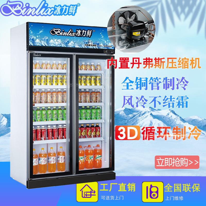 冰力鲜两门超市便利店饮料柜水果鲜花保鲜柜商用冷藏冷冻柜一体
