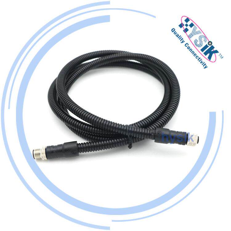 M12电源线插头L型S编码T型连接器3芯4芯5芯电机电源线供电大电流