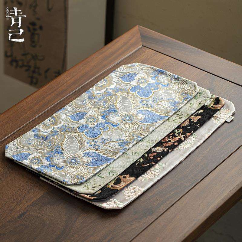 青己 茶席中式刺绣加厚干泡桌旗茶道配件茶桌隔热防水布垫子家用