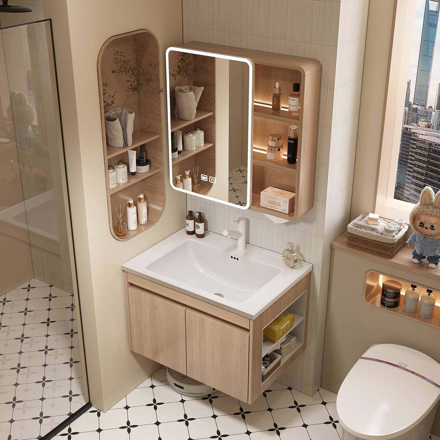 36/40宽极窄小户型浴室柜组合带侧边收纳格陶瓷一体盆洗手洗脸盆,家装主材,浴室柜组合,淘宝优惠券,粉丝福利购,淘宝优惠卷