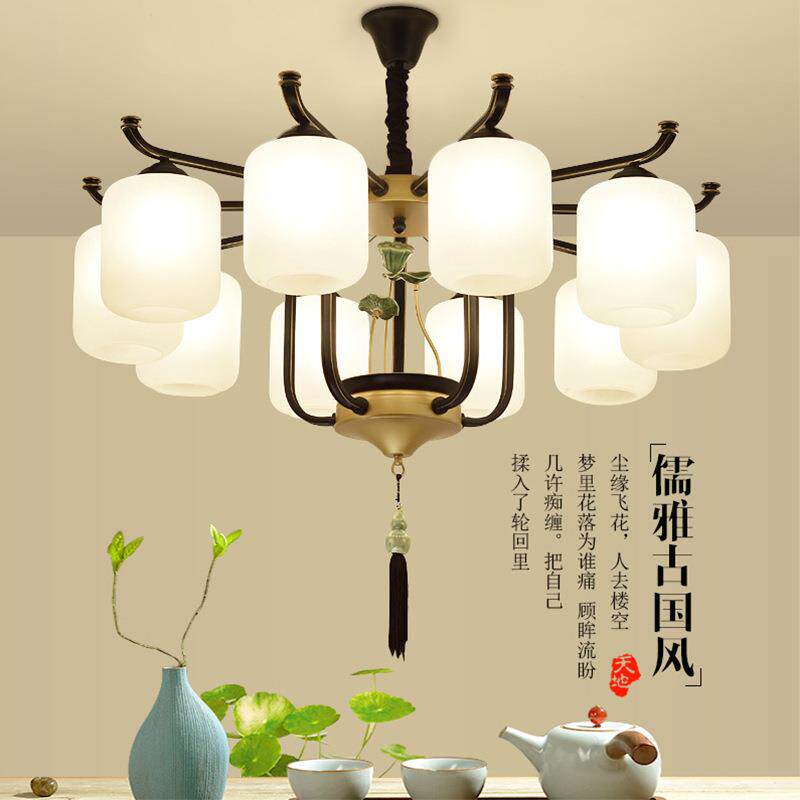 包邮新中式LED吊灯中国风创意客厅灯别墅茶楼卧室书房铁艺吊灯具