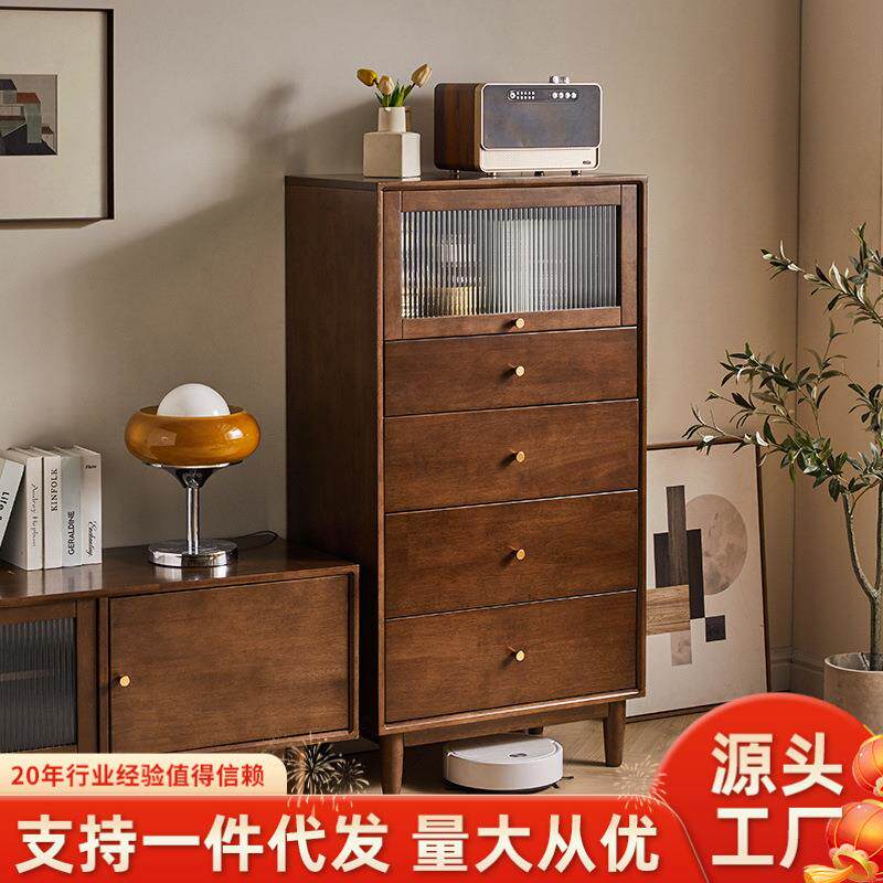 家逸实木客厅边柜电视柜立柜储物柜高柜斗柜角柜收纳柜