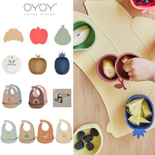 oyoy新款婴儿宝宝男女童卡通硅胶餐垫防摔餐具零食碗辅食围兜饭兜