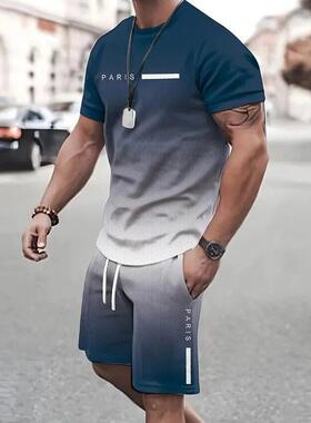 Set Mens Shorts Casual Two-Piece Regular Fit Rose & Letter