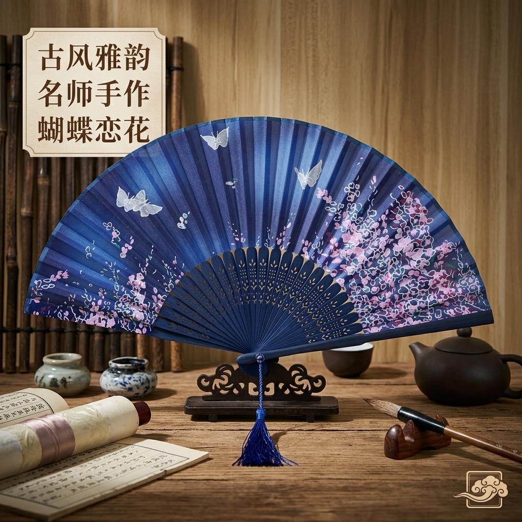 扇子女式折扇中国风扇古风礼品扇舞蹈扇儿童古典便携小绢扇丝绸女