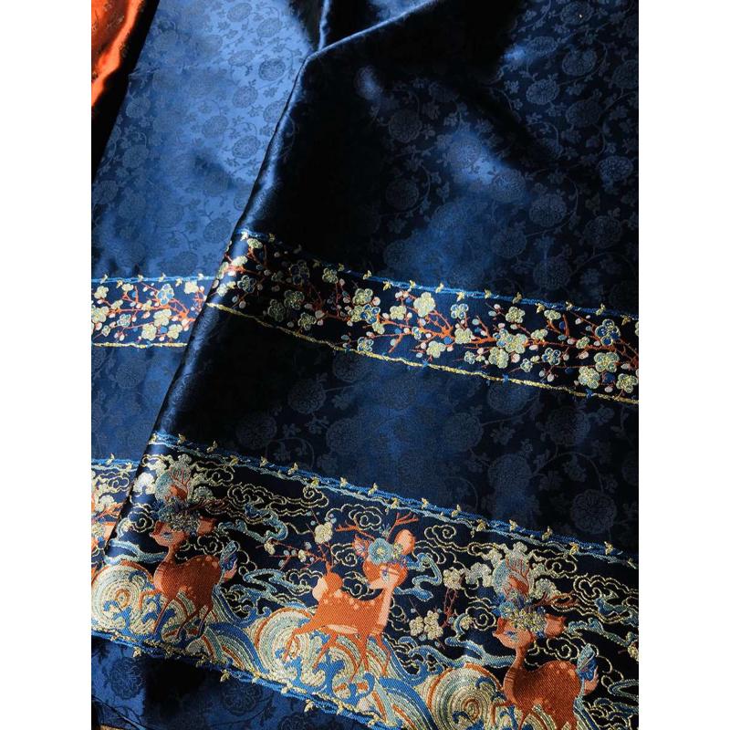 【特价款】云间鹿马面裙梅上伴枝祥云提花织金汉服春夏布料兰羽原