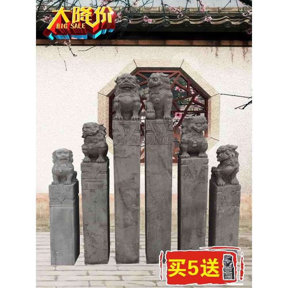 仿古青石雕拴马桩狮子貔貅麒麟庭院酒店造景十二生肖做旧栓马石柱