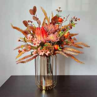 M271橘色暖色系样板间仿真花束手札假花欧式 派对商务洽谈