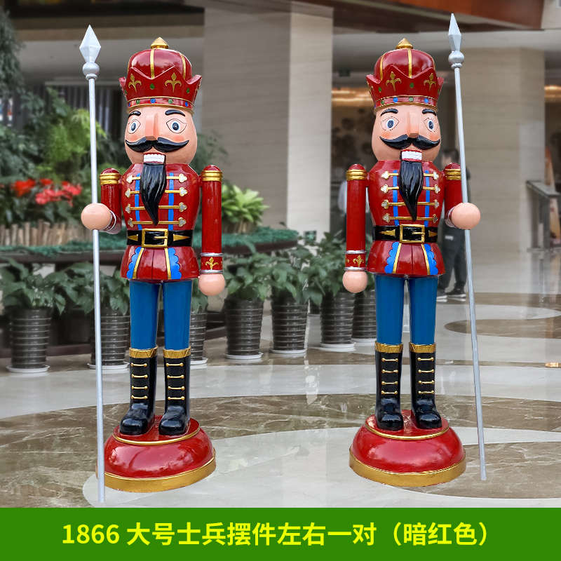 摆件装饰品夹子卡通士兵饭店彩绘商场门口胡桃人物玻璃钢迎宾雕塑