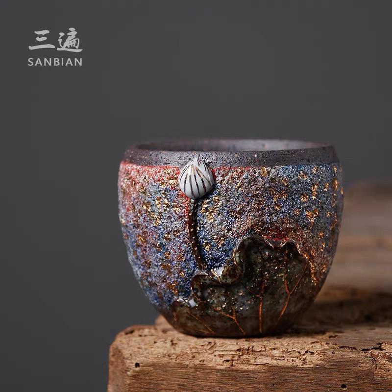 【孤品手作】高越柴烧茶杯 岩矿主人杯陶瓷功夫茶具品茗单杯可养