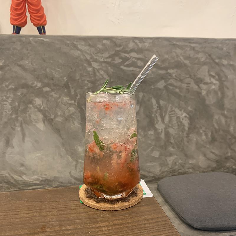 ins风网红玻璃杯冷饮果汁杯饮品杯大容量气泡水杯奶茶杯子牛奶杯