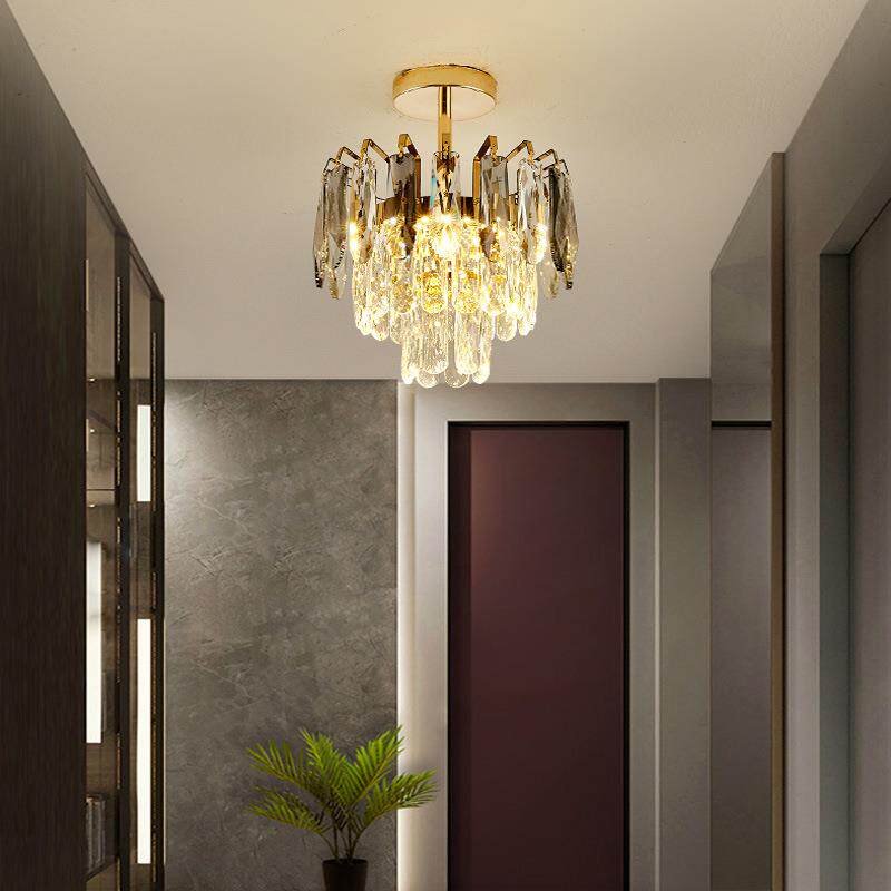 水晶过道灯门厅玄厅灯走廊衣帽间阳台吸顶灯创意欧式玻璃装饰灯