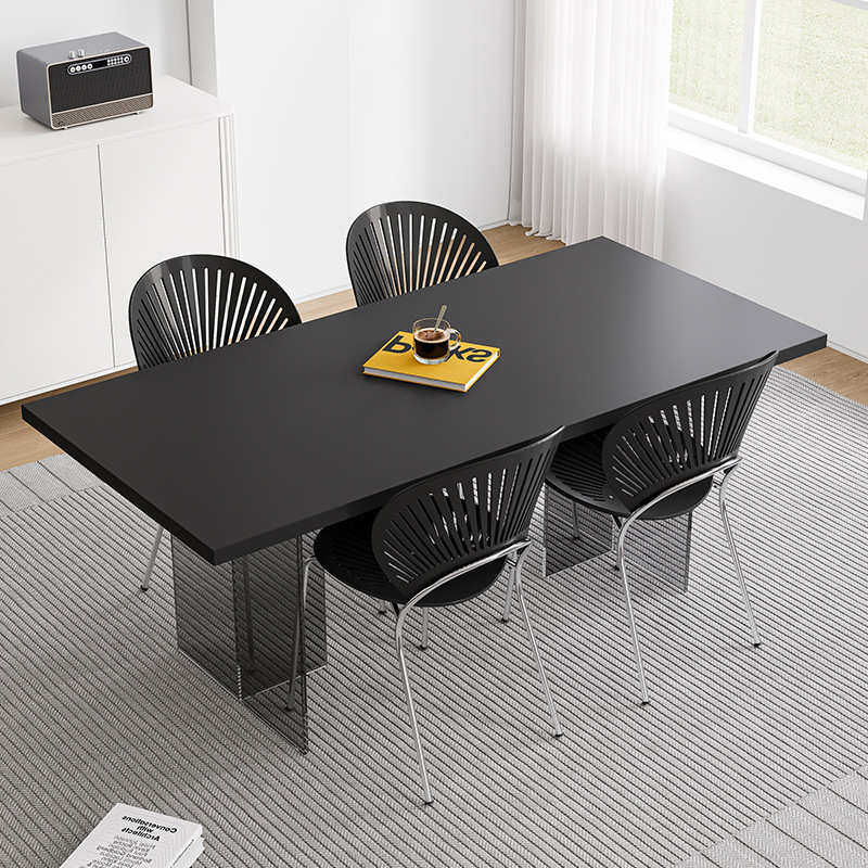 亚克力餐桌简约现代纯黑色岩板桌创意侘寂风设计师下挂岩板悬浮桌,住宅家具,实木餐桌,淘宝优惠券,粉丝福利购,淘宝优惠卷