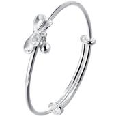 新款 999足银镯子实心银饰生日 c轻lect年珂里手蝴蝶结银镯女纯银款