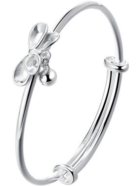 高档clct珂里蝴蝶结银手镯女银轻款999足银纯e镯子实心银饰生日年