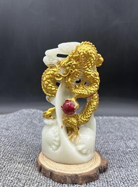 夜光龙戏珠摆件生肖龙装饰摆件家居桌面工艺品城市文创旅游