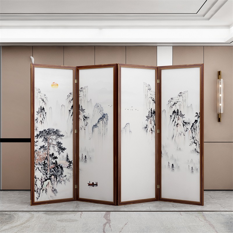 新中式屏风隔断客厅折叠移动现代简约卧室分隔板轻奢办公室遮挡帘