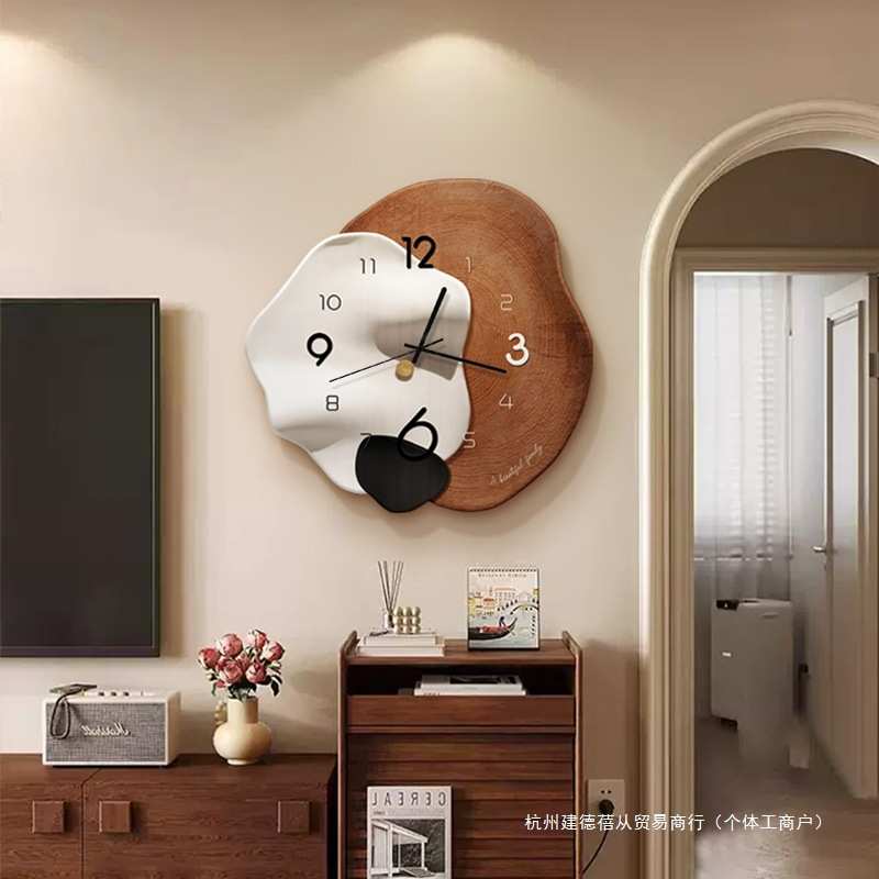 法式复古客厅电视墙时钟挂画卧室书房静音钟表创意抽象餐厅挂钟画