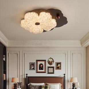 法式 中古风卧室吸顶灯金箔花朵轻奢高级感护眼入户玄关主卧房间灯