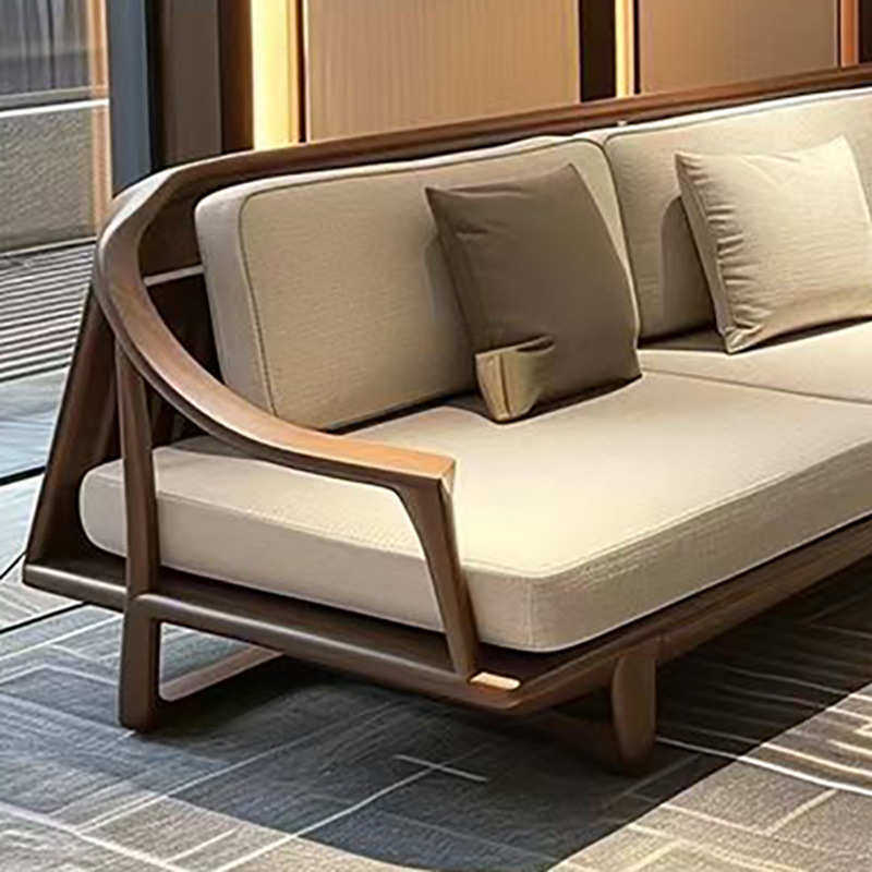 直排布办公室艺客厅家具民宿休闲新中式禅意白蜡木沙发酒店黑胡桃