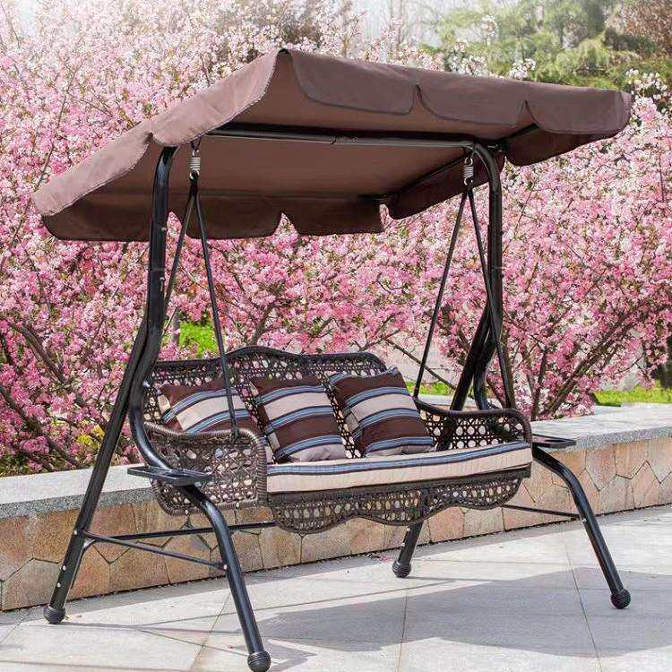 双人铁艺摇椅秋千吊床躺椅阳台室内外庭院吊篮藤椅家用荡秋千吊椅