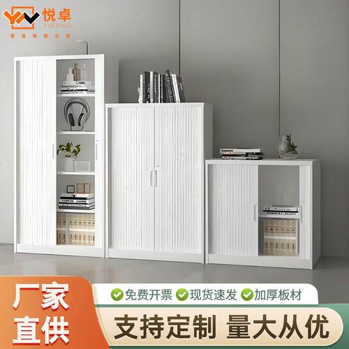 推拉卷帘门文件柜矮柜档案柜财务凭证资料柜储物柜家用衣物收纳柜