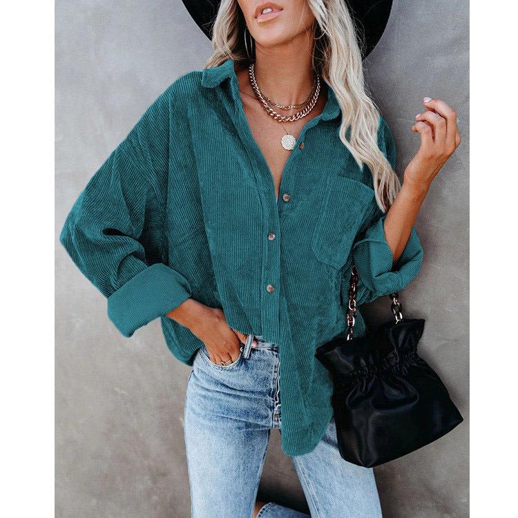 shirt loose casual female tops up button long blouses