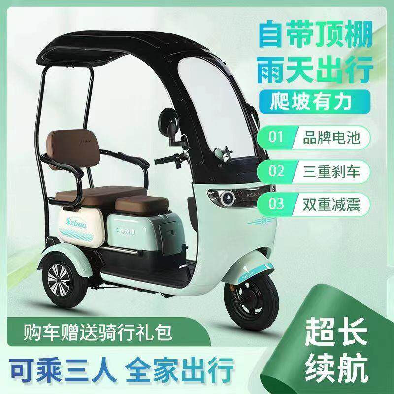 电动三轮车自带一体棚拉货载货成人女性接送孩子休闲代步电动三轮