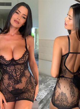 Sexy perspective erotic lingerie lace thong temptation suit