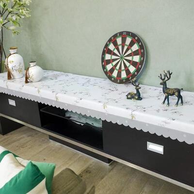 加厚电视柜垫桌布防水防烫床头柜垫长条案柜供台PVC烫金盖布欧式