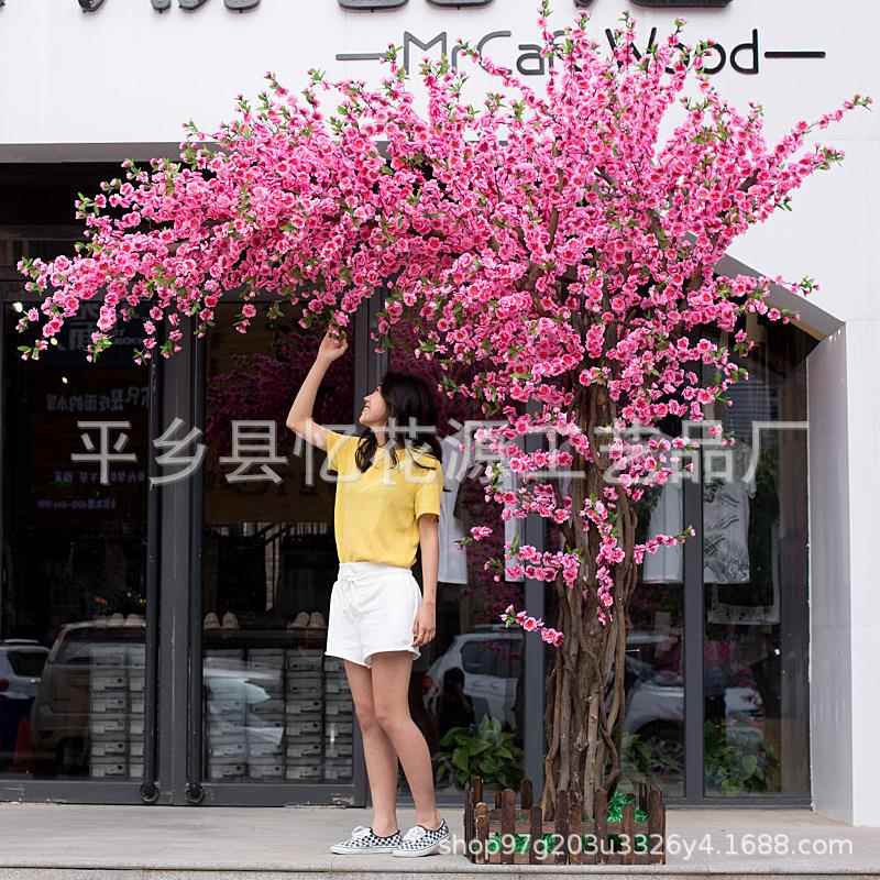 室内酒店商场装饰假桃花树许愿树实木婚庆樱花树客仿真仿真花