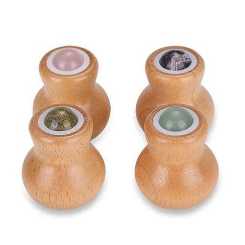 Jade Massage Roller Ball Natural Stone Massager Wooden