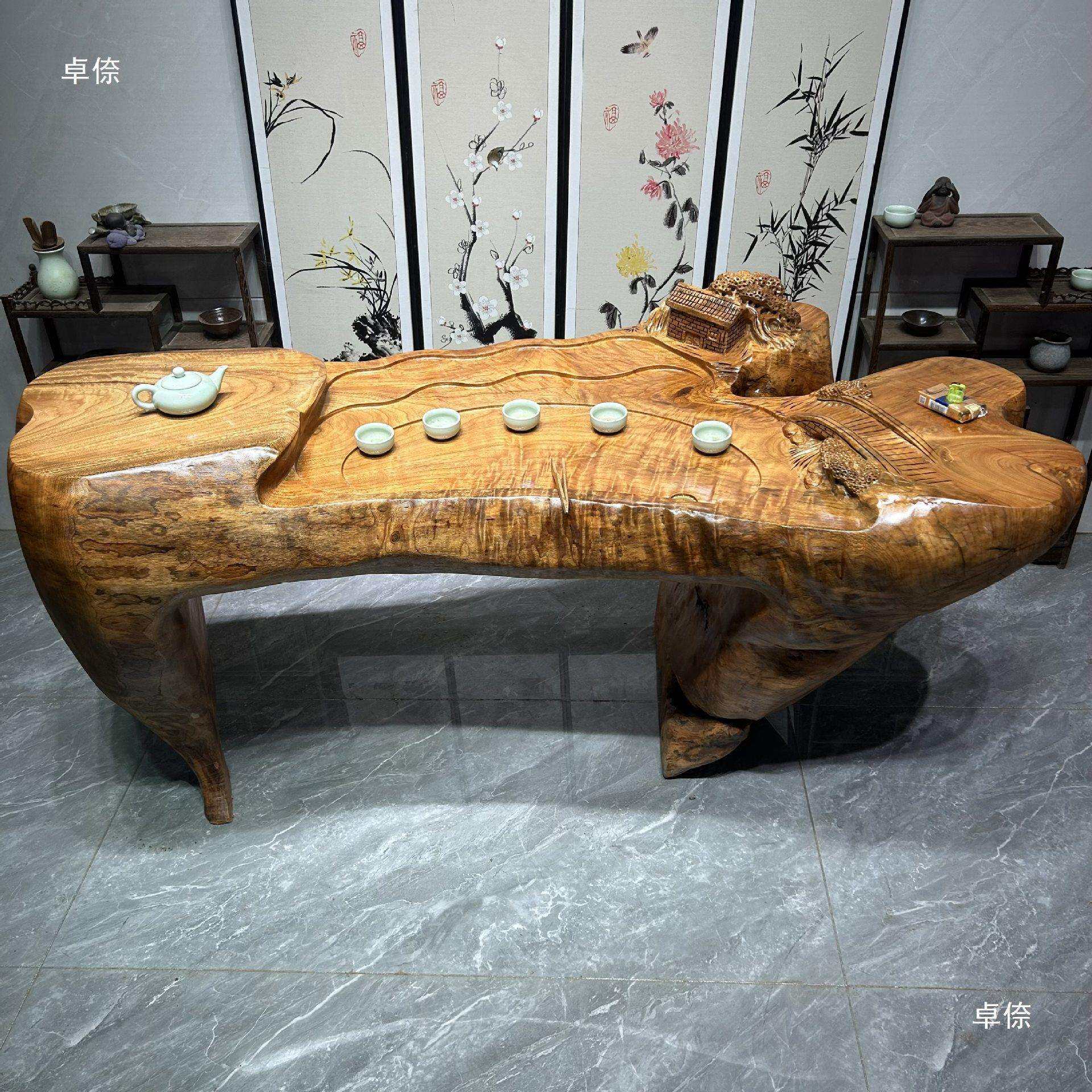 香樟木根雕茶台树桩整体树根茶桌实木茶几树头原木家用阳台小茶海
