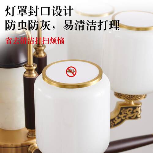 广东客厅816吊中式天然新玉石厅客吊灯灯实木复式楼中楼别墅餐厅