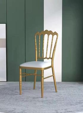 金色竹节椅婚古拿堡椅电镀铁49378艺成庆人靠背椅破仑金餐椅轻奢