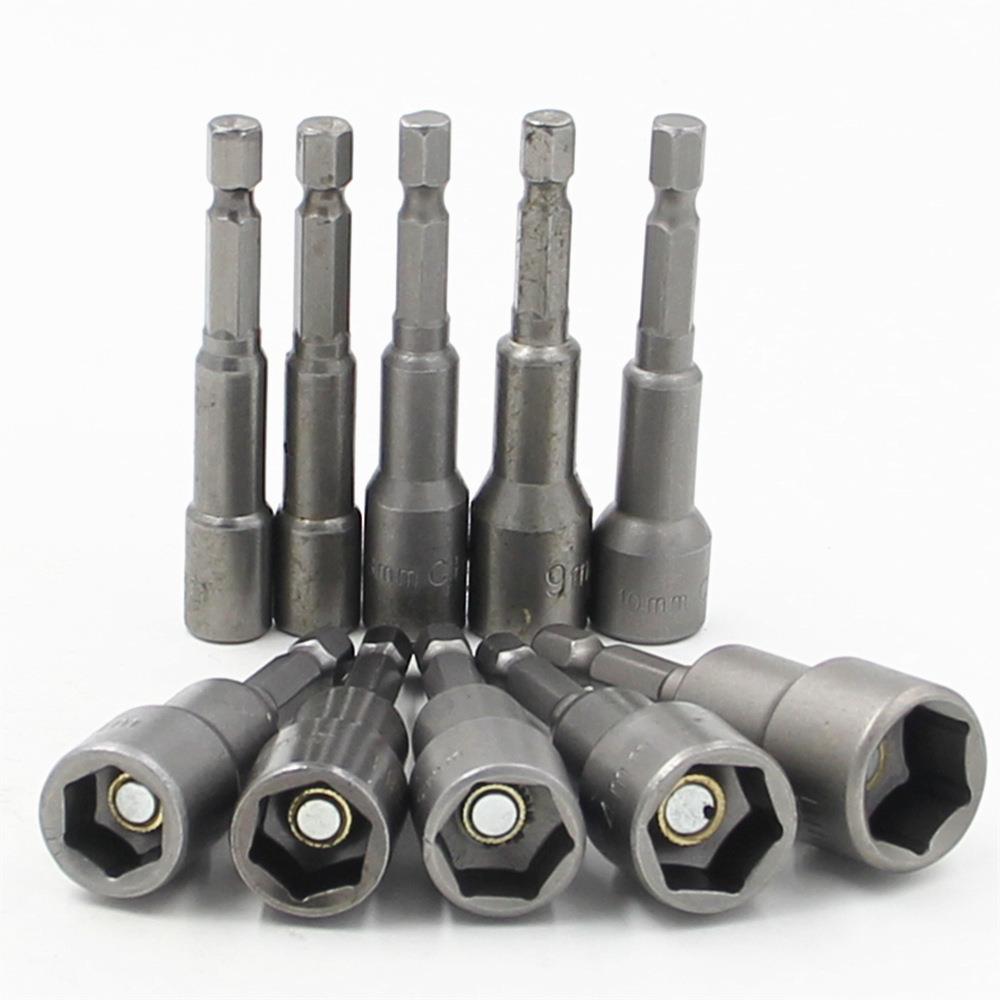 6-15mm 1/4六角柄转换强磁性套筒扳手65mm电批咀起子螺丝刀套筒