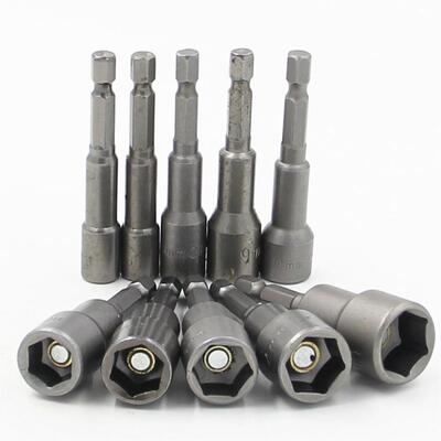 6-15mm 1/4六角柄转换强磁性套筒扳手65mm电批咀起子螺丝刀套筒