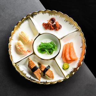 酒店专用卤水拼盘陶瓷冷菜盘子多格5格餐盘分格盘餐具凉菜卤味盘