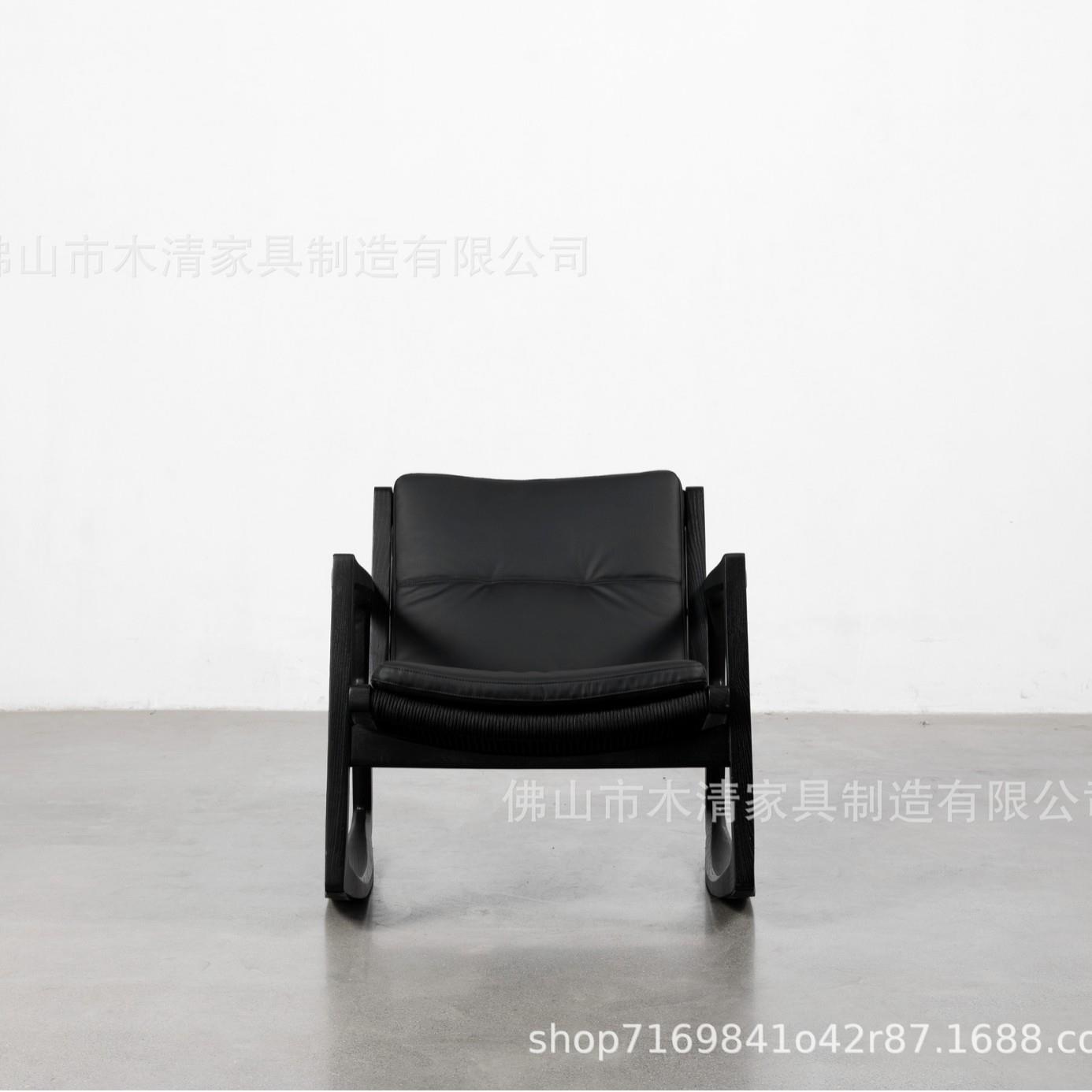 德国EUVIRA北欧风实木阳台客厅酒店休闲扶手休闲椅沙发椅摇摇椅