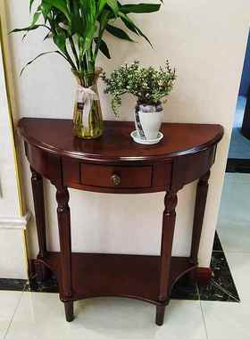 桌W柜*欧式实木玄关桌隔式断柜美玄56896关长条靠墙走廊半圆玄关