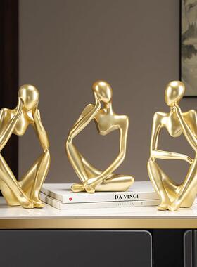 酒柜装饰品摆件轻奢高档 思考者客厅家居高端大气上档次玄关摆设