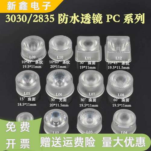 PS平面珠面条纹面3030透镜 PC投光灯洗墙灯线条灯2835防水透镜PC