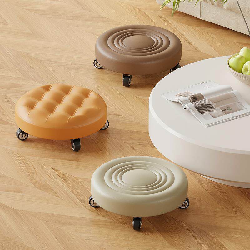 万向轮小凳子家用儿童学步滚轮圆凳滑轮移动矮凳成人软包地凳带轮