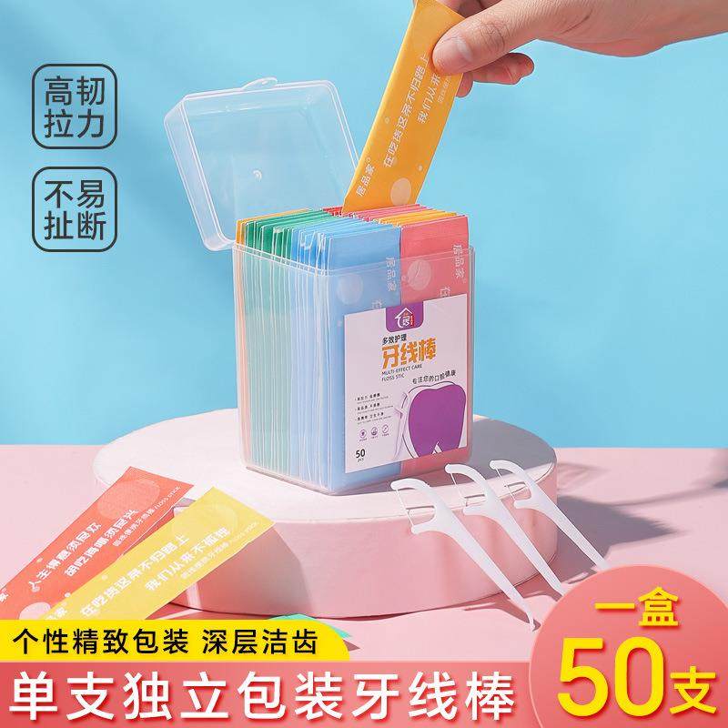 Box of 50 individually wrapped, colorful disposable dental f