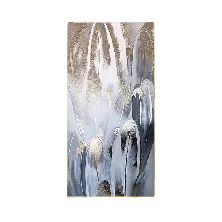 羽毛抽象手绘油画入户玄关装饰画现代意式极简走廊过道挂壁画
